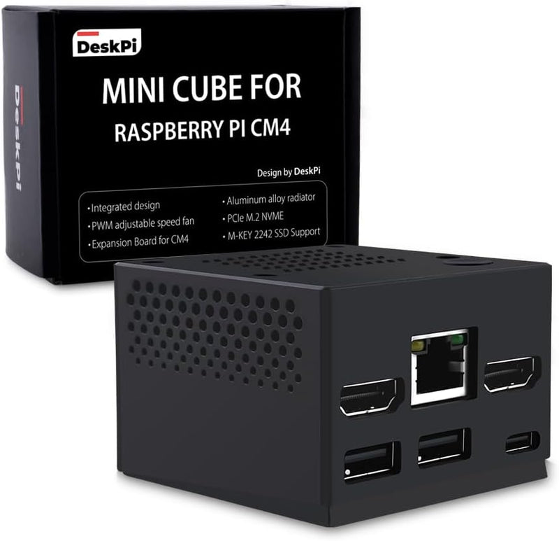 GeeekPi DeskPi Mini Cube for Raspberry Pi CM4,DeskPi Mini PC Case with Aluminum Alloy Radiator Built