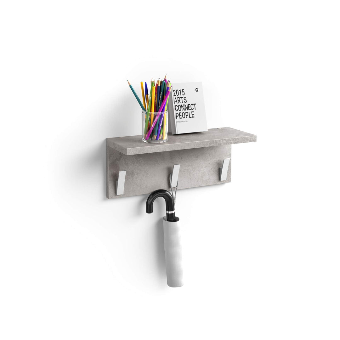 MOBILI FIVER, Rachele, Wandgarderobe 40 cm, grauer Beton, Made In Italy 40 cm Grauer Beton, 40 cm Gr