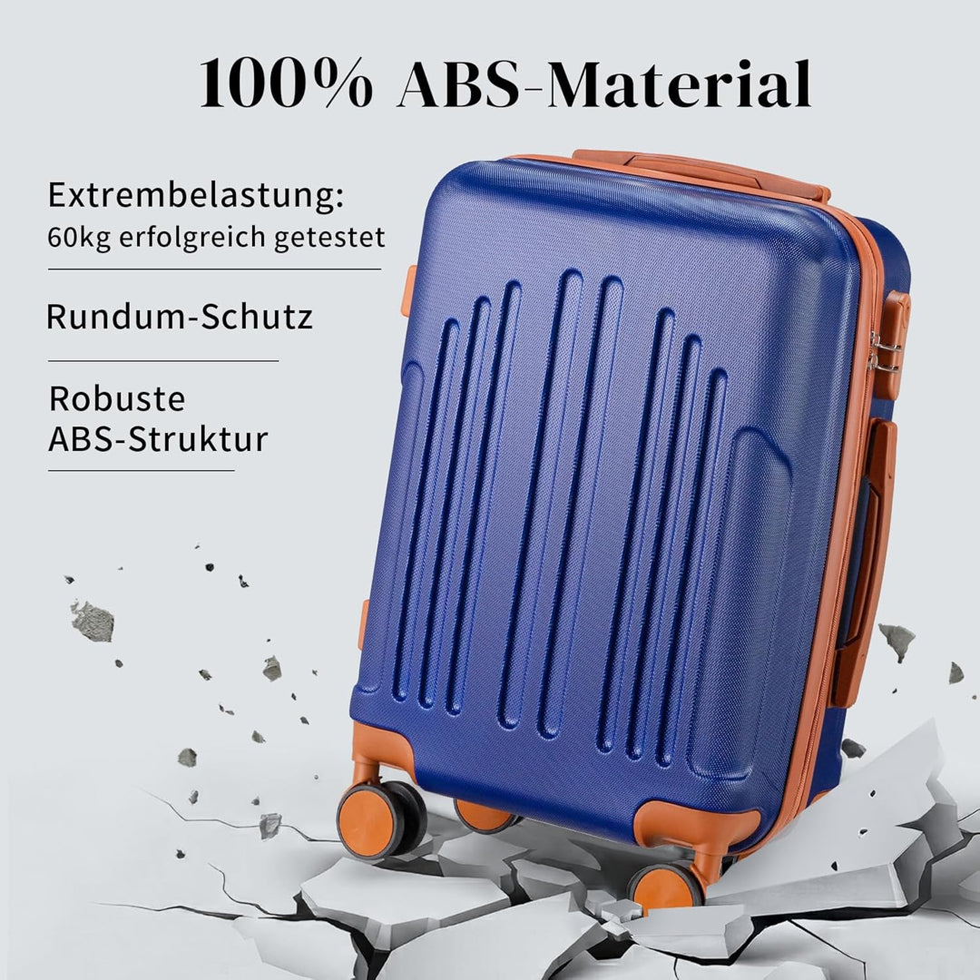LALAHO Kofferset 4 teilig Hartschale mit Kosmetikkoffer, Koffer Set 4 Stück aus ABS, Reisekoffer mit