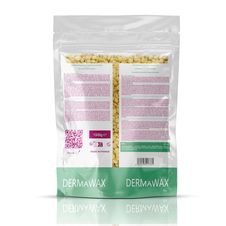 Dermawax Natural Honig Wachsperlen 1 kg – Premium Filmwachs für Enthaarung ohne Wachsstreifen, Brazi