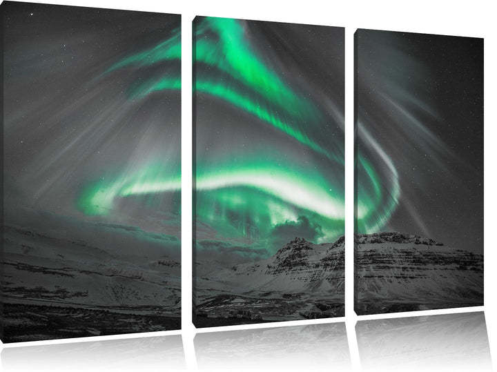 Pixxprint Nordlichter über Island als Leinwandbild/Grösse: 3 Teilig (120x80 cm) cm/Wandbild/Kunstdru