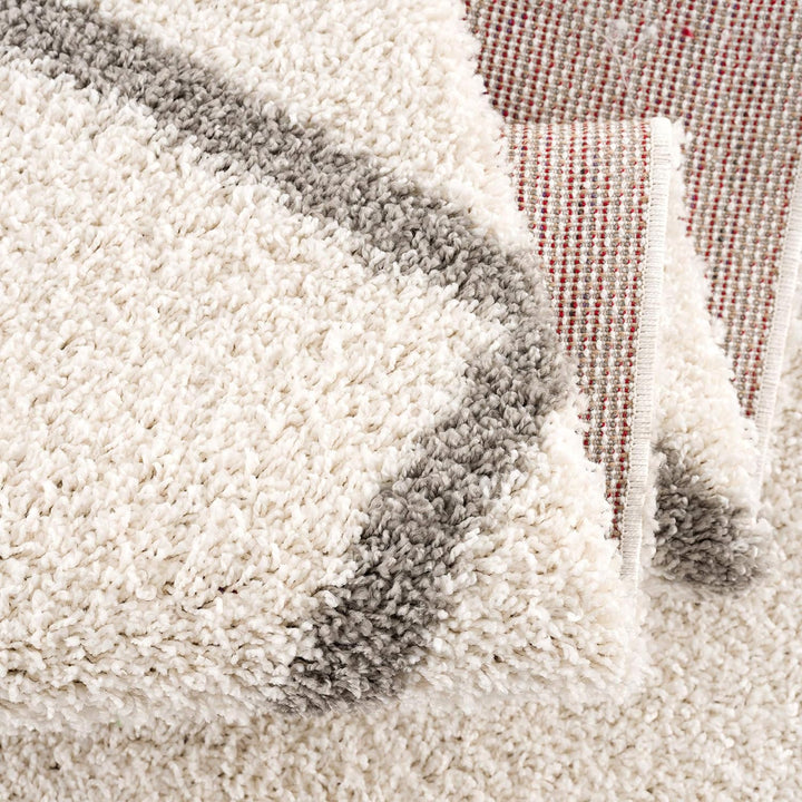 SANAT Madrid Shaggy Teppich Rund - Hochflor Teppiche für Wohnzimmer, Schlafzimmer, Küche - Creme, Gr