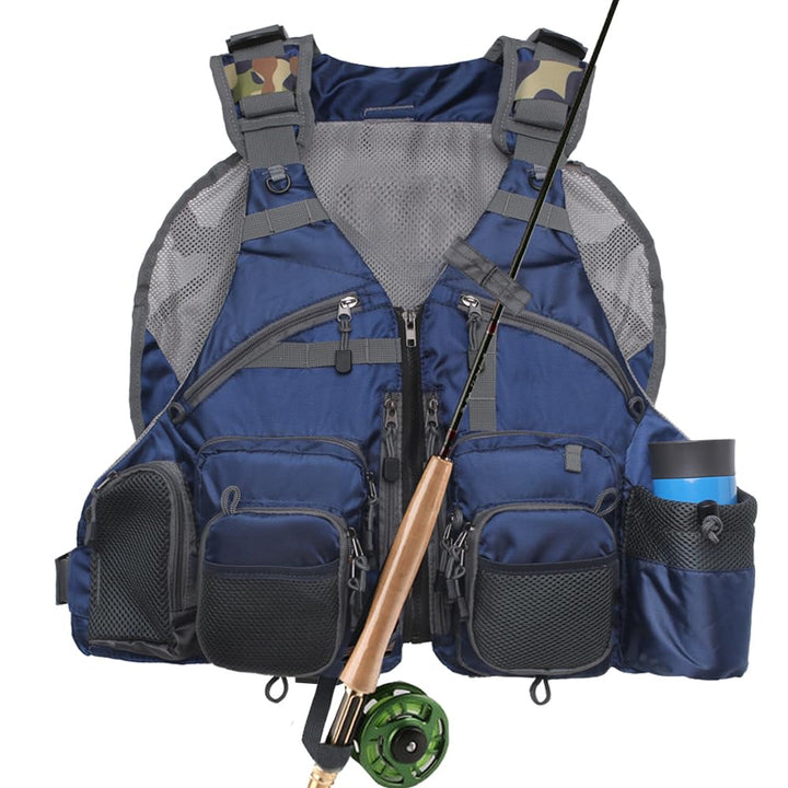 Kylebooker Fliegenfischen Weste Angelweste Einstellbare Grösse Maschen Multi-Taschen Jacke Einheitsg