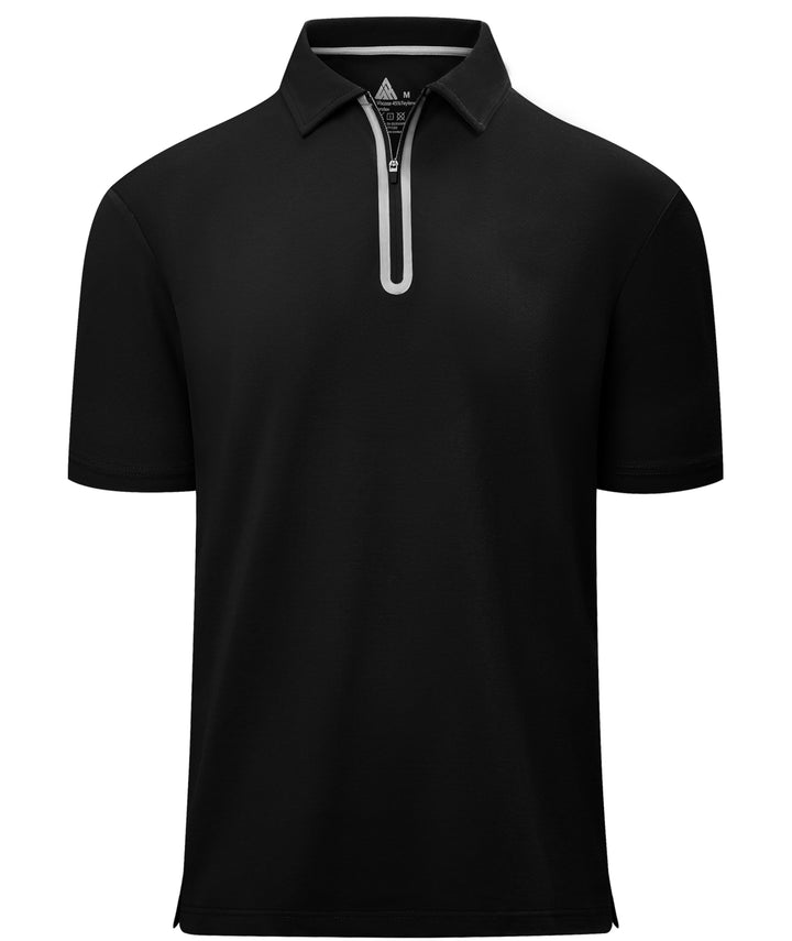 Poloshirt Herren mit Zipper Kurzarm Basic Polo Hemd Schnelltrocknend Golf T-Shirts Sport Atmungsakti