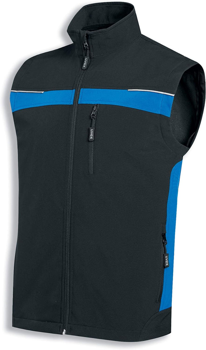 Uvex Perfect Light Herren-Arbeitsjacke - Schwarz-Blaue Männer-Softshelljacke - Mit Abzippbaren Ärmel