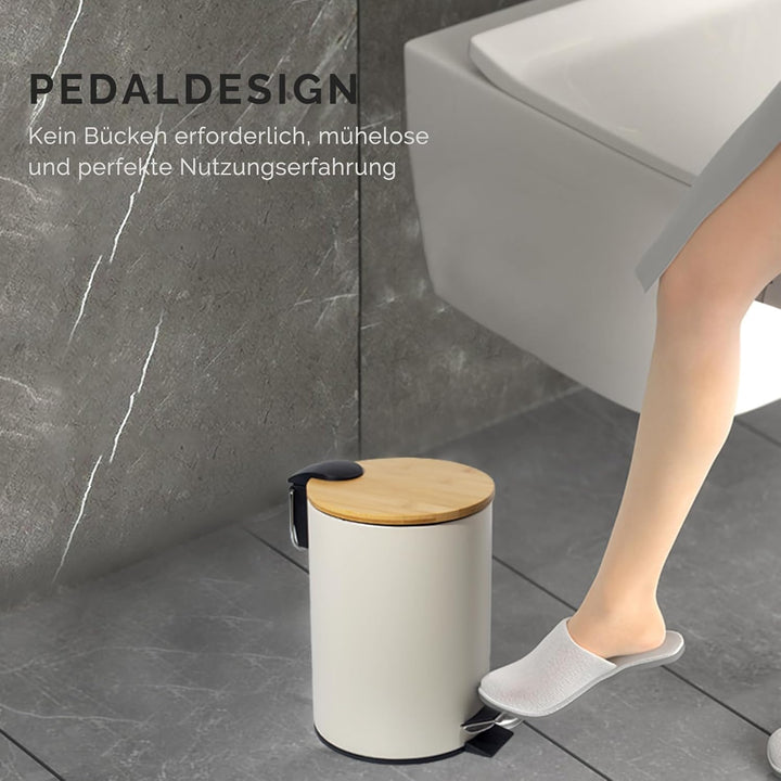 3L Kosmetikeimer Metall, Badezimmer Mülleimer mit deckel, Mülleimer Bad mit Absenkautomatik (Soft Cl