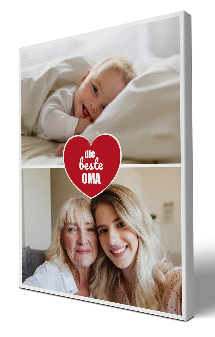wandmotiv24 Leinwandbild 260 g/m ² - Foto-Collage mit 2 Fotos - Fotogeschenk - Geschenk für die Gros