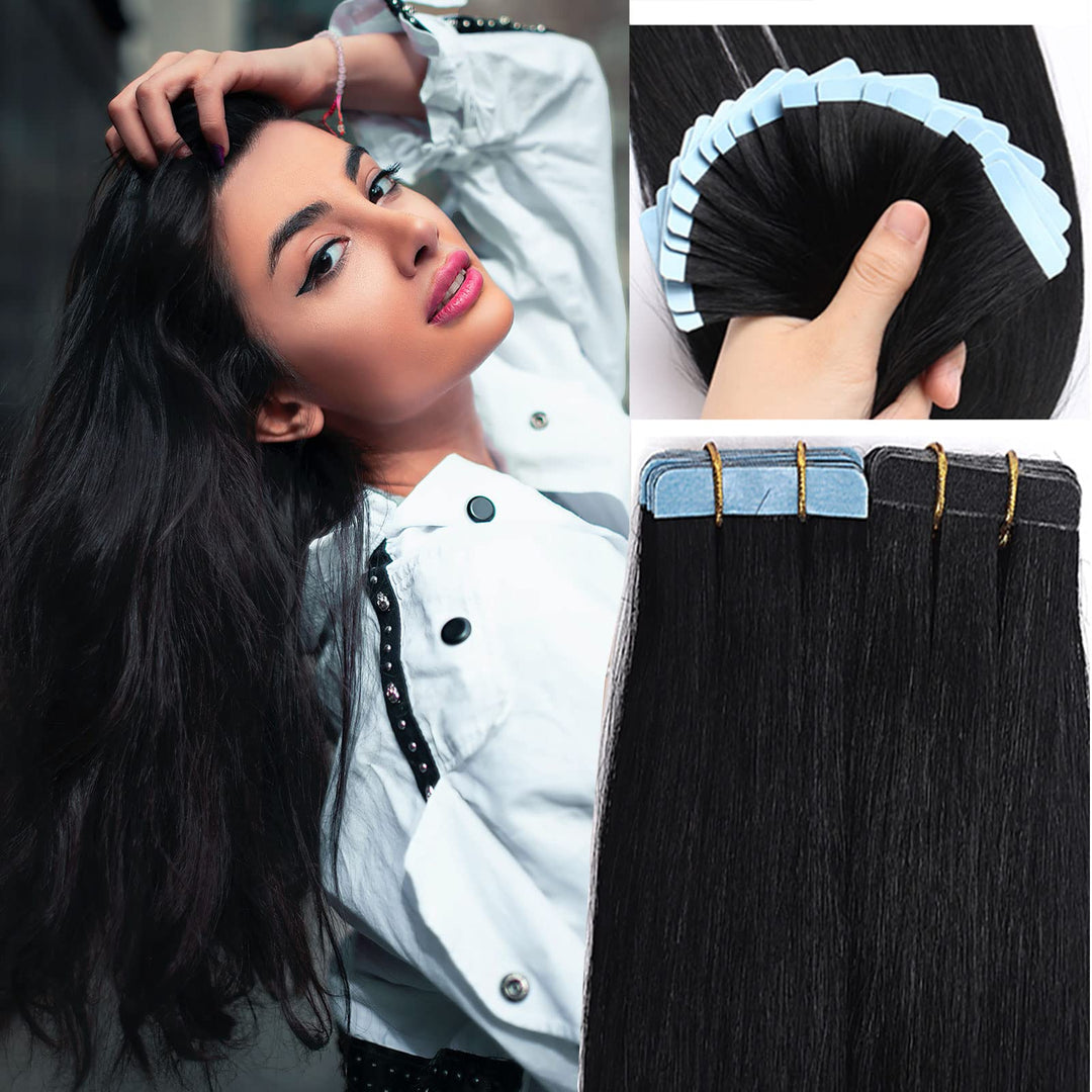 SEGO Tape Extensions Echthaar Haarverlängerung 20 Tressen/30 g Klebeband Band in Haarverlängerung Kl