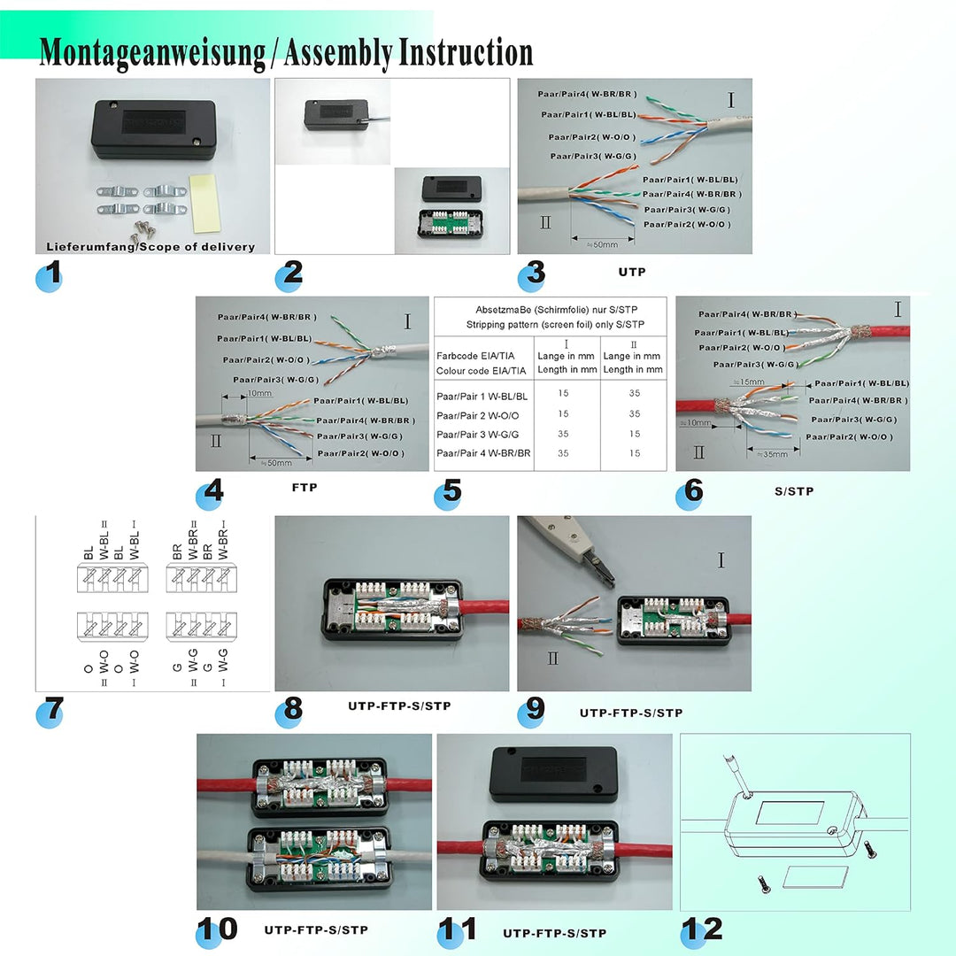 BIGtec CAT.7 LSA Verbinder 5 Stück Connection Box für Verlegekabel Netzwerkkabel Verbindungsmodul Ve