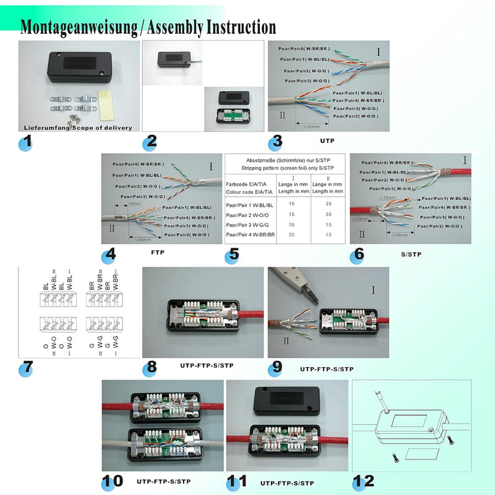 BIGtec CAT.7 LSA Verbinder 5 Stück Connection Box für Verlegekabel Netzwerkkabel Verbindungsmodul Ve