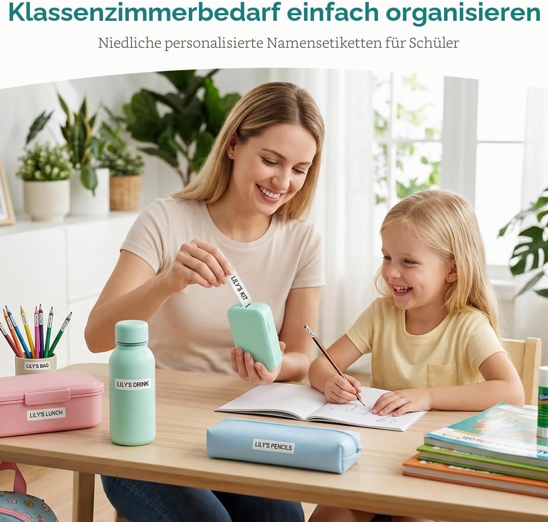 Phomemo D30 Etikettendrucker, Mini Bluetooth Etikettiergerät Tragbarer beschriftungsgerät Selbstkleb