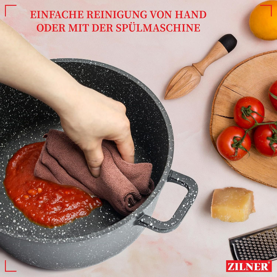 Topfset Induktion 12-Teilig mit Glasdeckel | Kochtopf Set 6 Töpfen aus Aluminiumguss | 6x Kochtöpfe