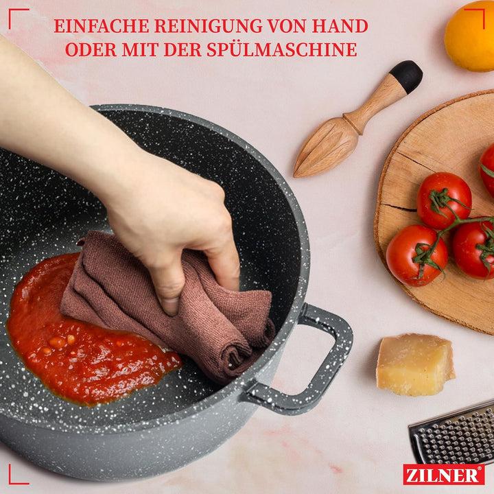 Topfset Induktion 10-Teilig mit Glasdeckel | Kochtopf Set 5 Töpfen aus Aluminiumguss | 5x Kochtöpfe
