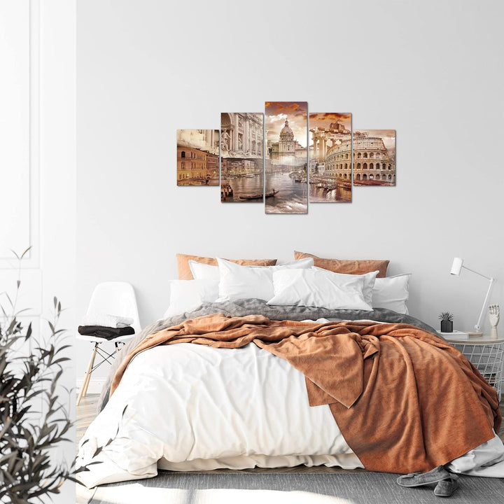 Runa Art Bild Wohnzimmer Schlafzimmer Italien 5 Teilig Architektur Antik Braun Wandbilder auf Vlies
