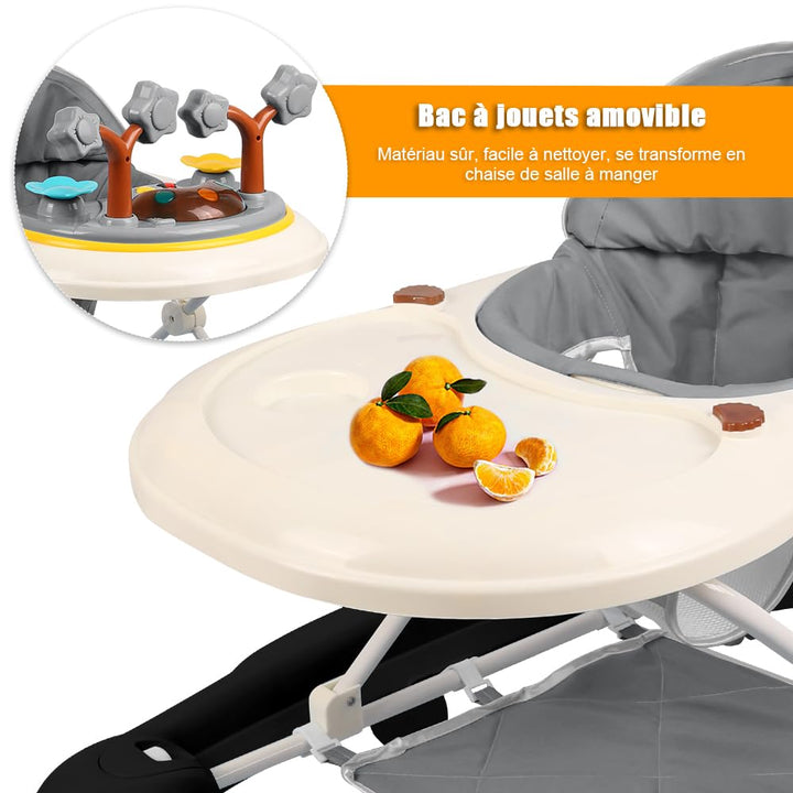 Lauflernhilfe für Babys, mit Spielset und Bodenmatte, robust, faltbar, mit 5 verstellbaren Positione