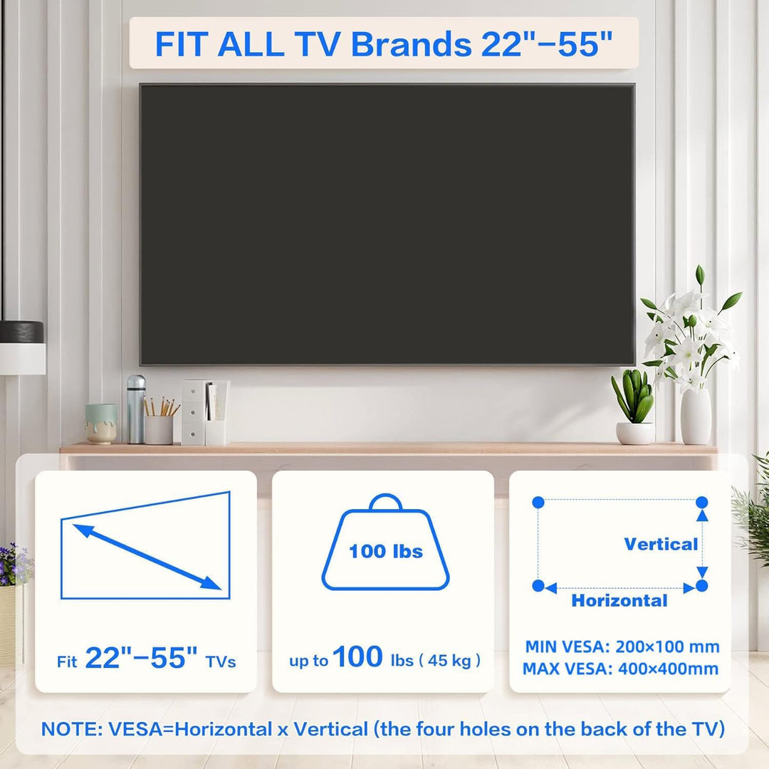 TV Wandhalterung, Ultraslim Fernsehen Halterung Wand für 22-55 Zoll Flach & Curved Fernseher oder Mo