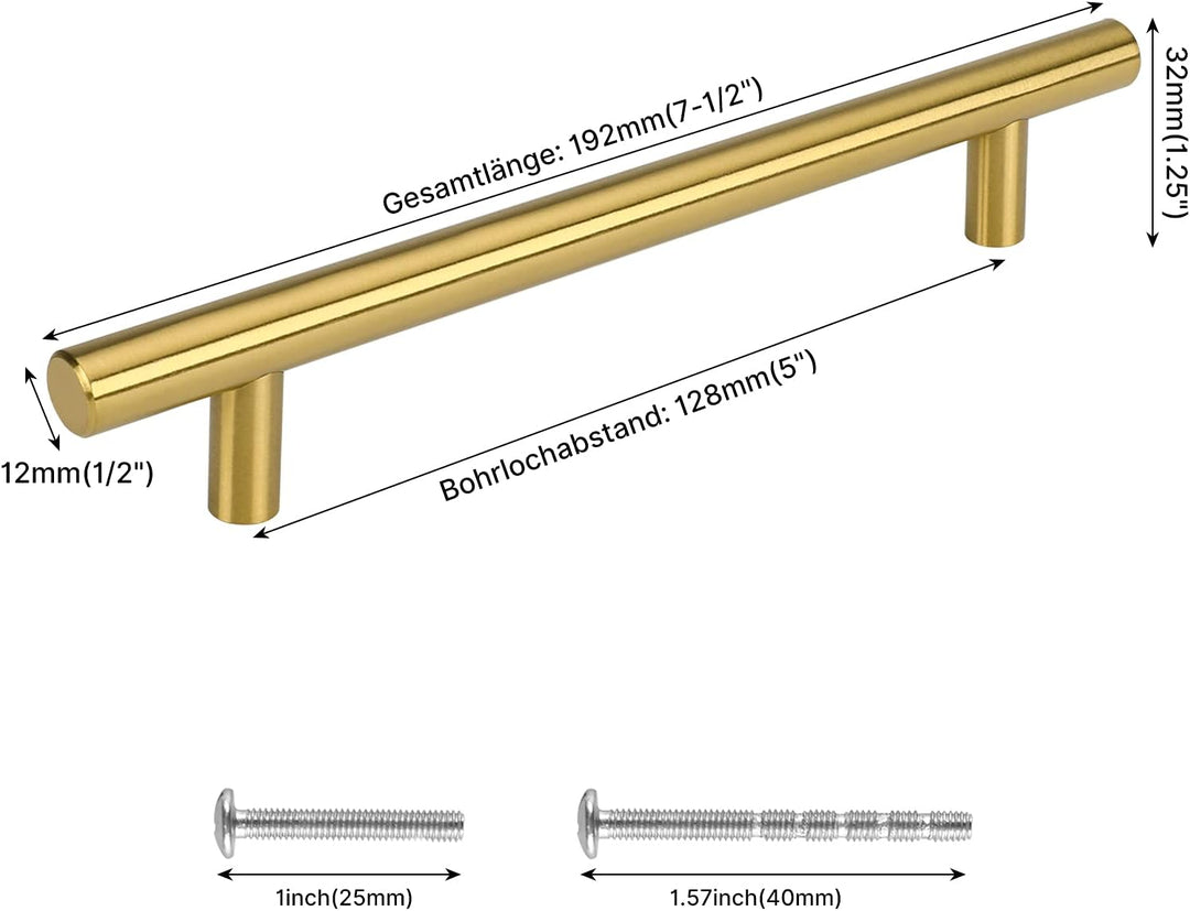 20 Stück LONTON Schrankgriffe Gold Möbelgriffe Gold Griffe 128mm lochabstand Küchengriffe, Griffe fü