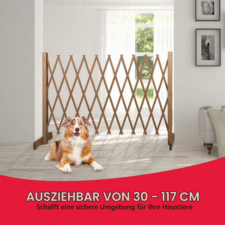 maxxpro Abspergitter Hund - Versenkbarer Hundegitter - Schutzgitter Ausziehbare Breite 30 bis 117 cm