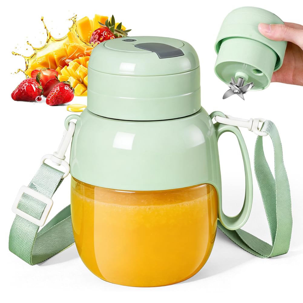 Tragbarer Mixer & Smoothie Maker, 1000ML Grosser Mixer Smoothie Maker mit Trinköffnung & Trageriemen