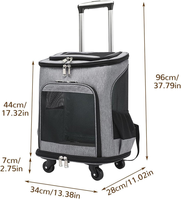 Hunderucksack mit Trolley,Katzenrucksack Trolley Hund Katze bis 10kg Leichte Hundewagen Transportbox