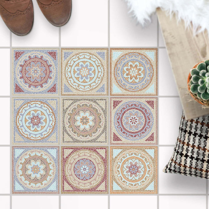 PVC Klebe-Fliesen für - [ Boden Fliesen ] - Aufkleber Folie Sticker für Boden-Fliesen - Küche oder B