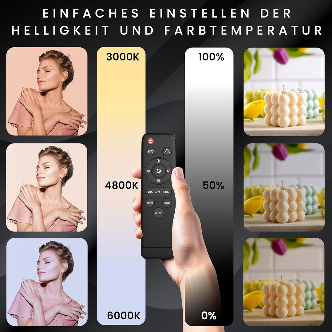 Fotostudio Set – 2 Softbox Licht, 2 Durchlichtschirm, 2 LED Lampen 4800 Lumen 3000-6000K – 50x70 cm