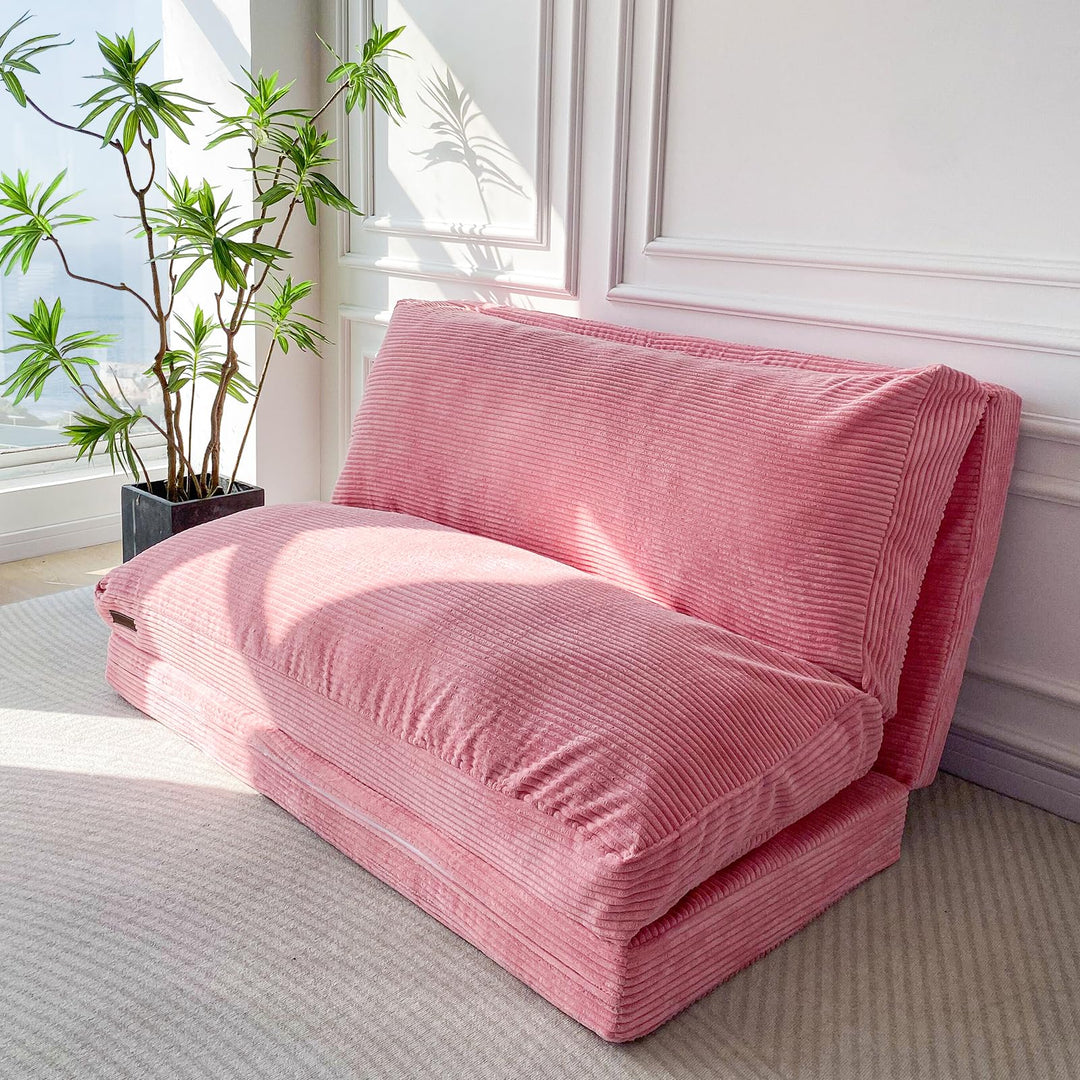 MAXYOYO Sitzsack-Bett, faltbar, Cordsamt, Schlafsofa, Bodenmatratze für Erwachsene, extra dick, 4-Fa