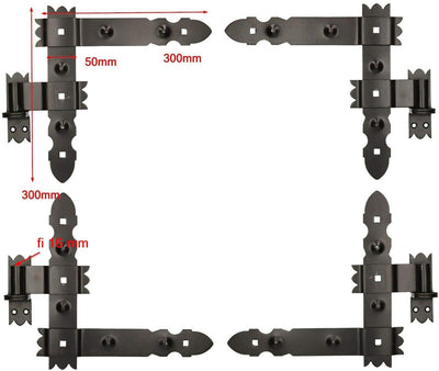 KOTARBAU® Winkelband 300 x 300 mm mit Kloben 2 Paar 4 tlg. Fensterladenband Winkelscharnier Türband