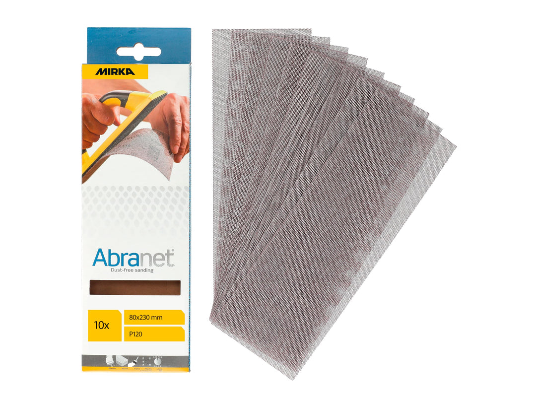 Mirka Abranet® Netz-Schleifstreifen (80 x 230 mm), Profi-Schleifgitter mit P120 Körnung und Klett, f
