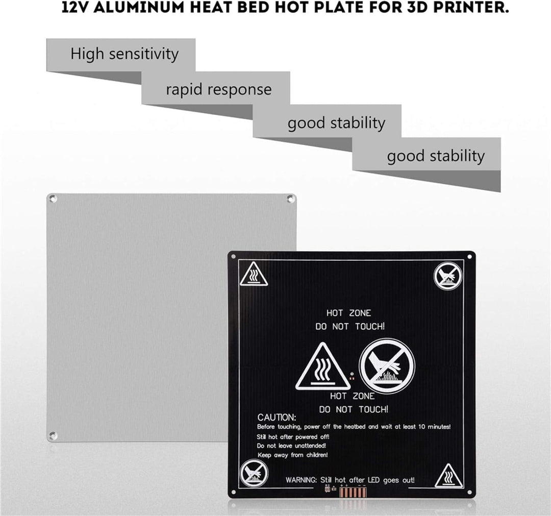 12V USB Eingebauter Thermistor 220x220mm Langlebiges Heizplatten-Heizbett Aluminium für 3D-Drucker