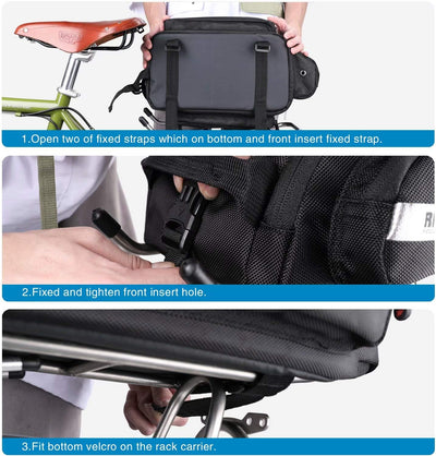 Rhinowalk Fahrrad Gepäckträgertasche 12L Rücksitz Tasche Hinterradtasche Pannier Fahrradtasche Umhän