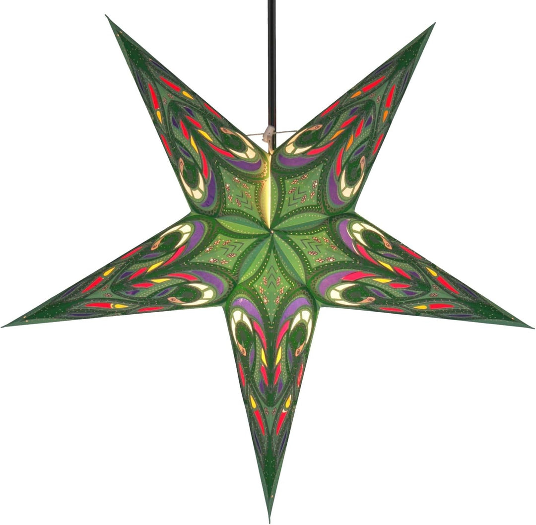 GURU SHOP Faltbarer Advents Leucht Papierstern, Weihnachtsstern 60 cm - Alaskana Grün normal Alaskan