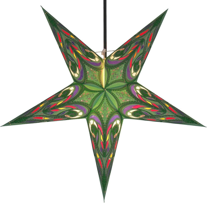 GURU SHOP Faltbarer Advents Leucht Papierstern, Weihnachtsstern 60 cm - Alaskana Grün normal Alaskan