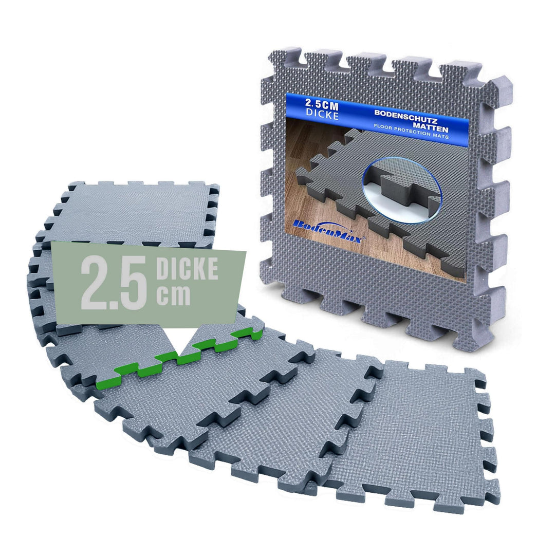 Eva Puzzlematte 2,5cm extra dick – 150% mehr Schutz – Fitnessmatte Bodenschutzmatte rutschfest – 32x