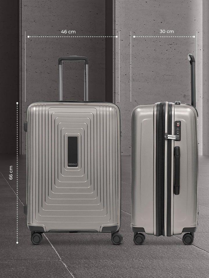 REDOLZ Mittelgrosser Hartschalen M+ Trolley | 46 x 30 x 66 cm | Koffer mit Dehnfalte von 82 auf 97 L