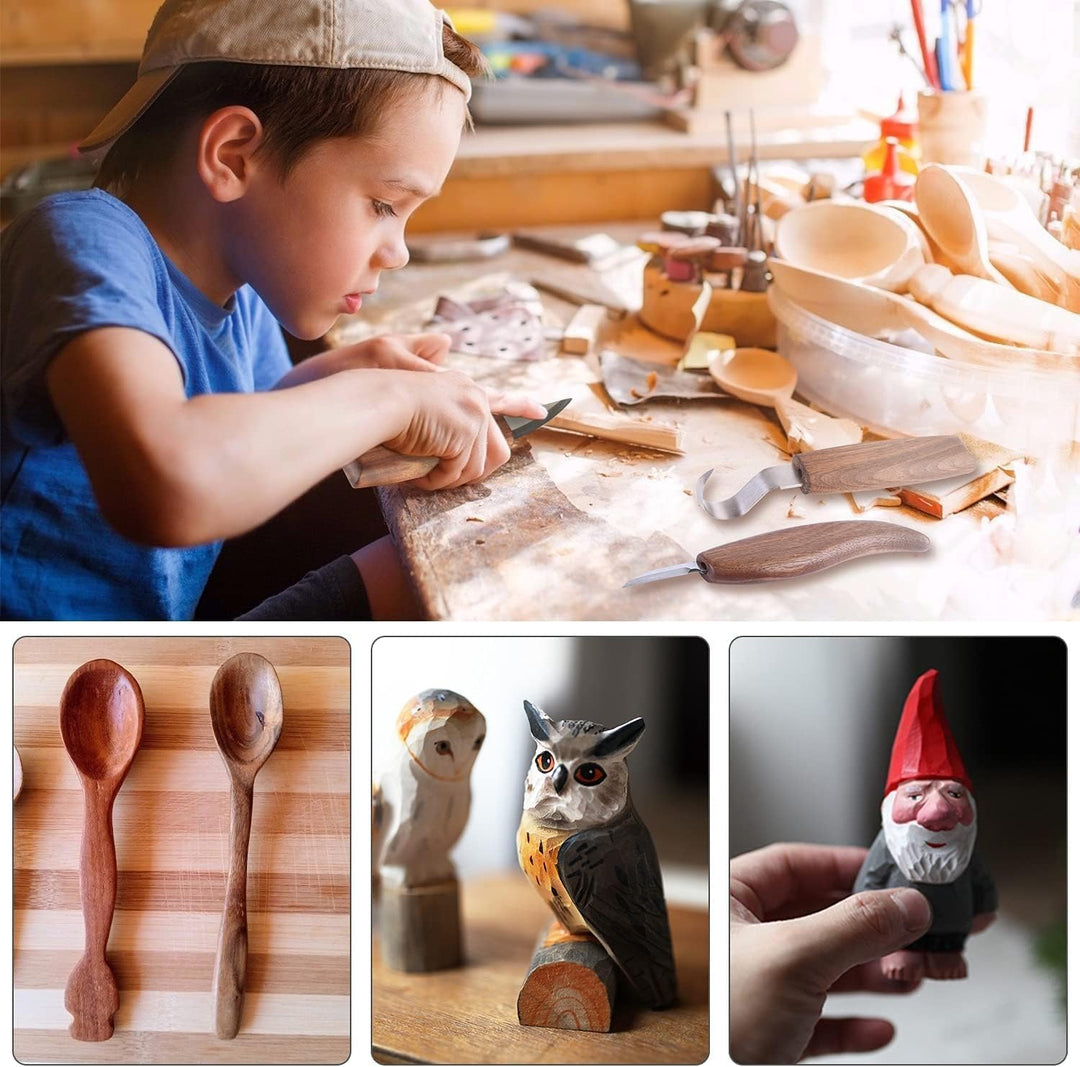 Holz Schnitzwerkzeug Set - 14 STK Schnitzmesser Holz Schnitzen Set mit Schleifstein für Erwachsene K