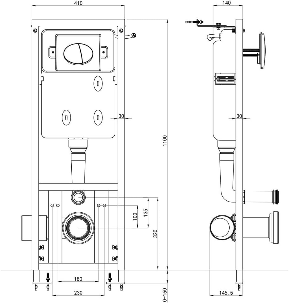 Festnight Unterputz Spülkasten Wandeinbau-Spülkasten | Befestigungsabstand: 18-23 cm | 11 L 41x14x(1