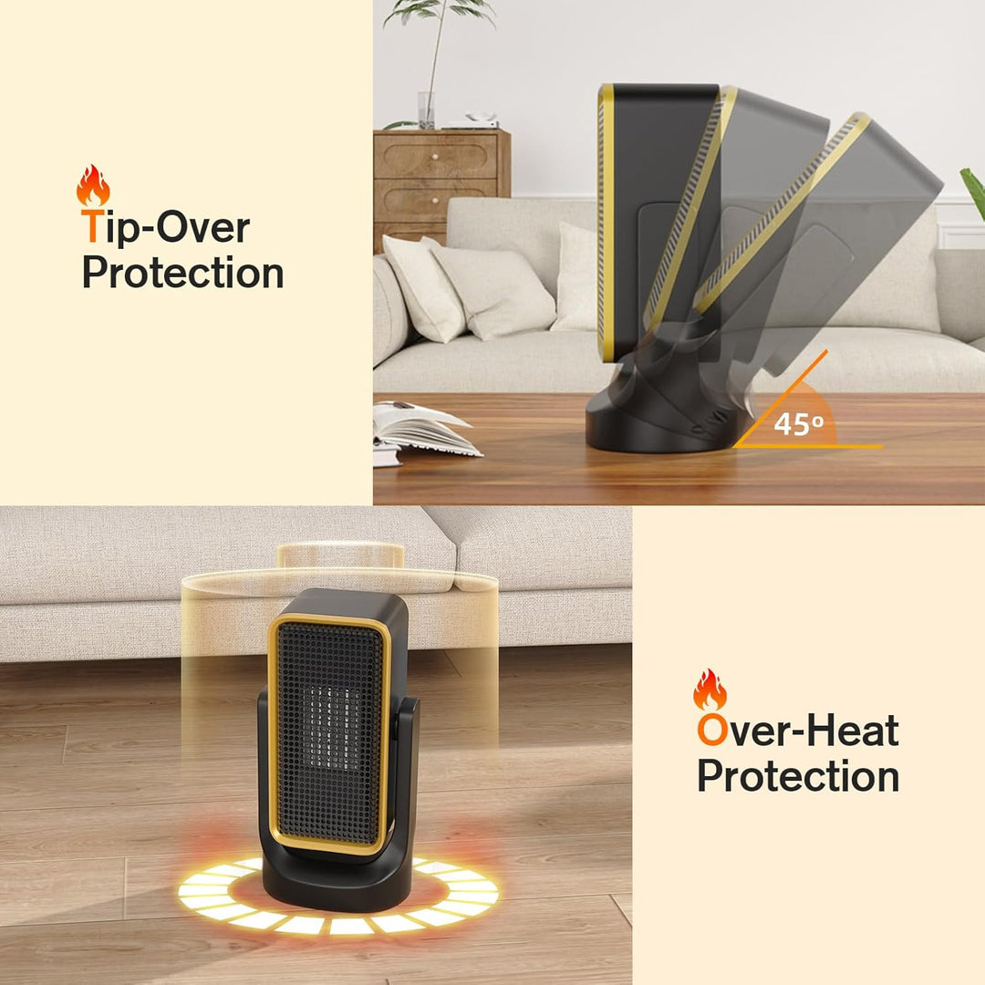 GARDTECH 900W elektrischer Heizlüfter mit Keramik-Technik, energiesparender Desktop-Heizlüfter für I