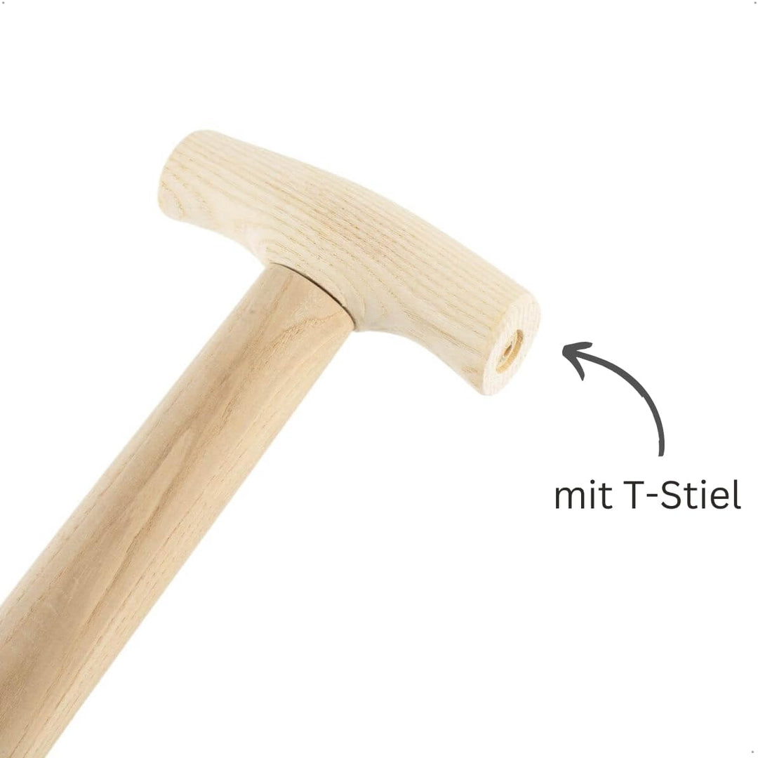 Rekord Doppelfederspatenstiel Gärtner (94 cm, gebogen) aus Eschenholz, mit T-Griff, robust, für Gärt