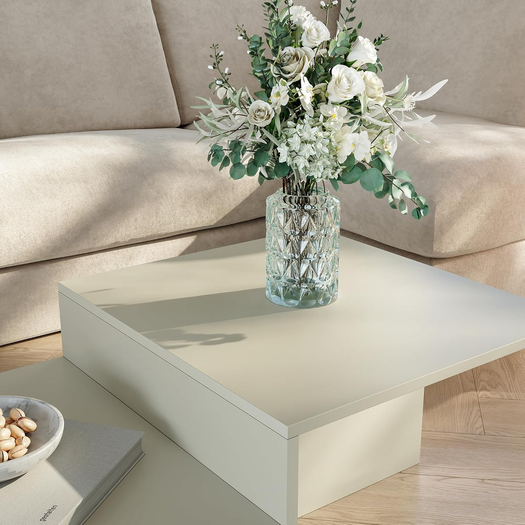 [en.casa] Couchtisch Taniena Wohnzimmertisch mit doppelter Tischplatte eckig Beistelltisch 100 x 55