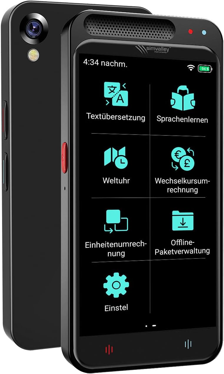simvalley MOBILE Mobiler Übersetzer: Mobiler KI-Echtzeit-Sprachübersetzer, 139 Sprachen, ChatGPT-Ass