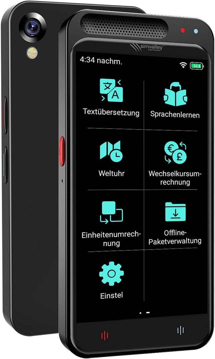 simvalley MOBILE Mobiler Übersetzer: Mobiler KI-Echtzeit-Sprachübersetzer, 139 Sprachen, ChatGPT-Ass