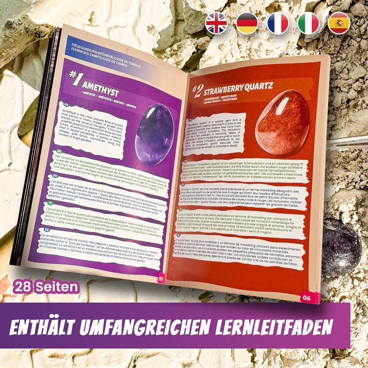 Mega Edelstein-Ausgrabungsset für Kinder – 18 echte Kristalle, Mineralien & Steine für Kinder ab 8 J