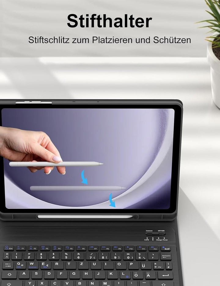 FOGARI Hülle mit Tastatur für Samsung Galaxy Tab A9 Plus 11 Zoll 2023, QWERTZ Deutsche Magnetisch Ab