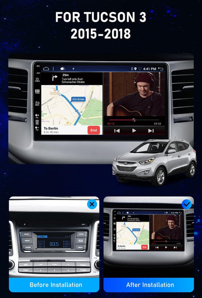 BXLIYER - [6G+128G] - Android 12 IPS Autoradio Passt für Hyundai Tucson (2014-2018) - Kabellos CarPl