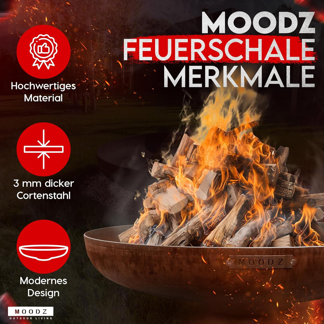 MOODZ Outdoor Living Feuerschale CortenStahl- Feuerschalen für den Garten - Feuerstelle Outdoor & Fe