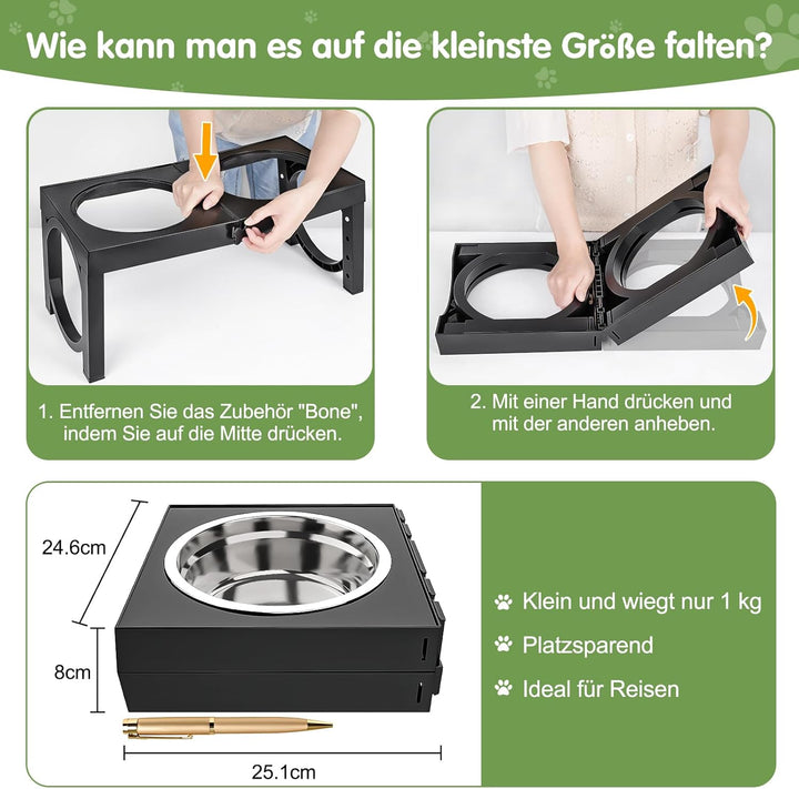 X XBEN Erhöhter Hundenapf, 5 Höhenverstellbar Futternapf für Kleine Mittlere Grosse Hunde, Futtersta