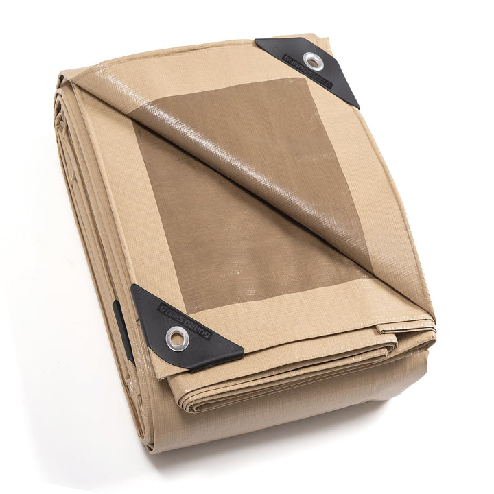 GUARD SHIELD Abdeckplane mit Ösen Wasserdicht 4m x 6m Beige/Khaki Plane Gewebeplane 160g/㎡ Schutzpla
