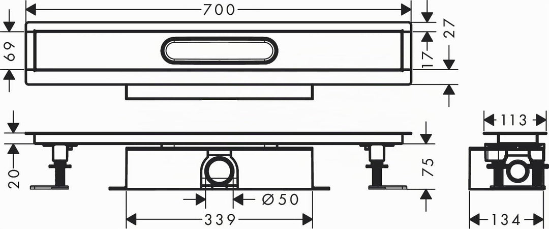 hansgrohe uBox universal Komplettset (Installationsset + Grundkörper) 700mm für Standardinstallation