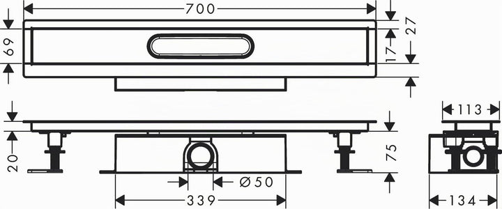 hansgrohe uBox universal Komplettset (Installationsset + Grundkörper) 700mm für Standardinstallation